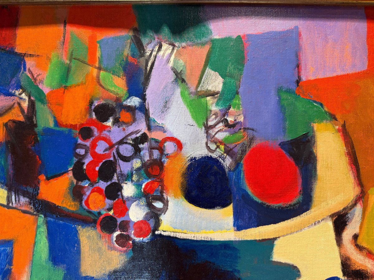 "Nature morte aux raisins" Jean CHEVOLLEAU (1924-1996)-photo-2