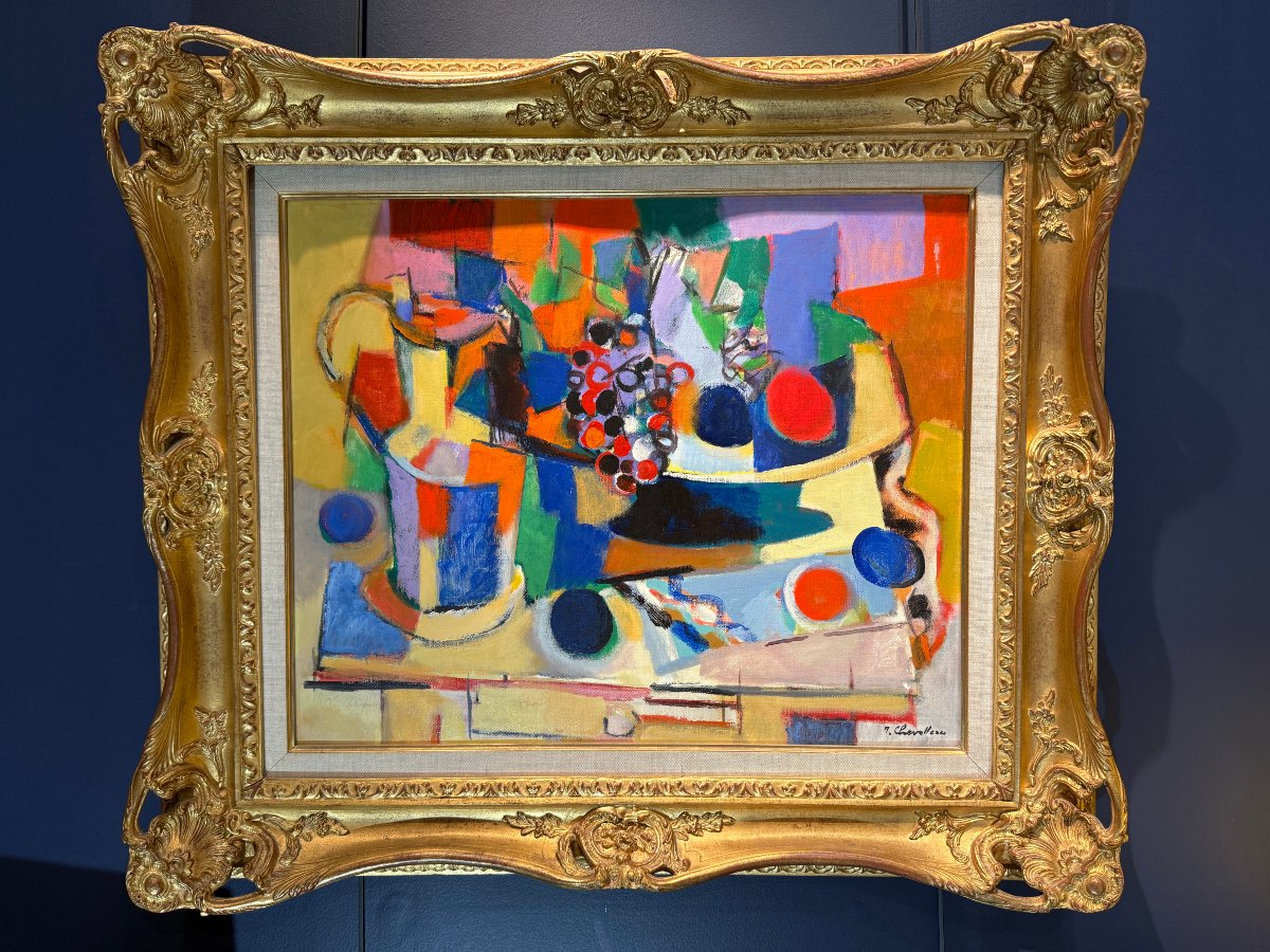"Nature morte aux raisins" Jean CHEVOLLEAU (1924-1996)