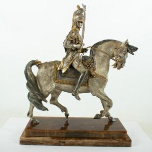 Sculpture En Bronze "cuirassier Impérial Français 1804" Milieu Du XIXe Siècle