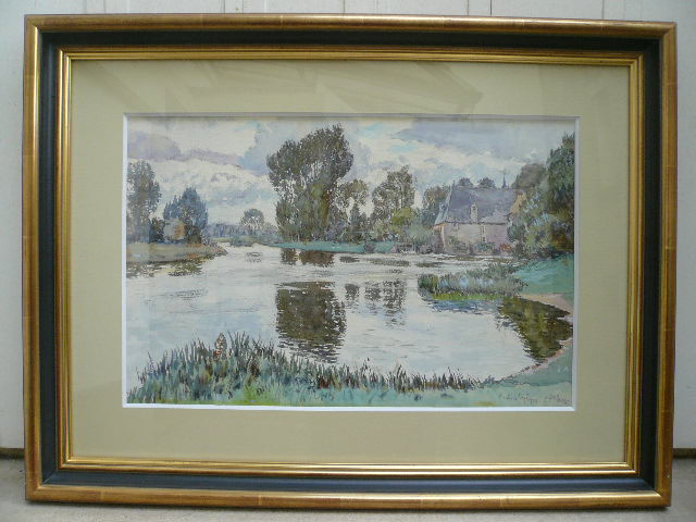 Georges Planes Watercolor "from Lorze Mill" 1932