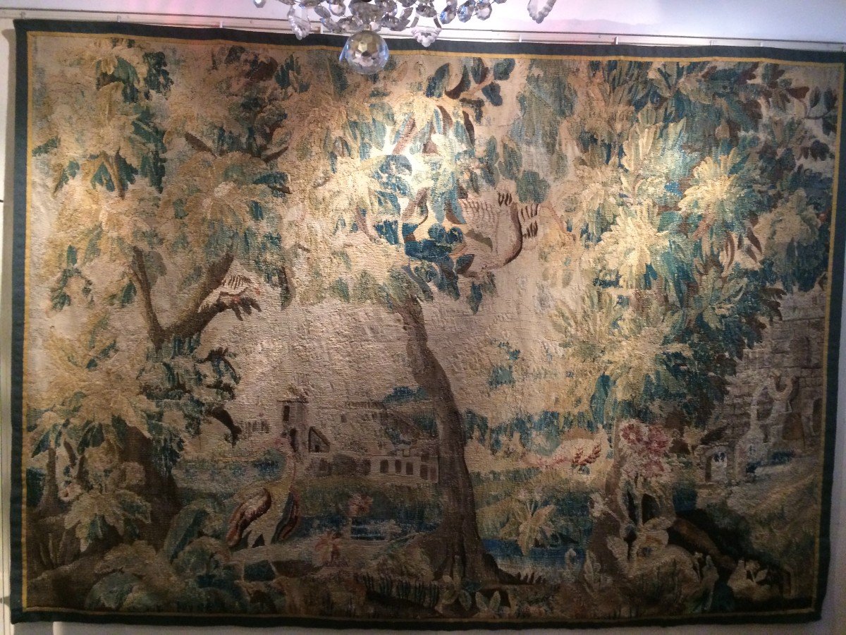 Aubusson Tapestry "verdure" Wool And Silk Late 17th Century Early 18th Century-photo-2