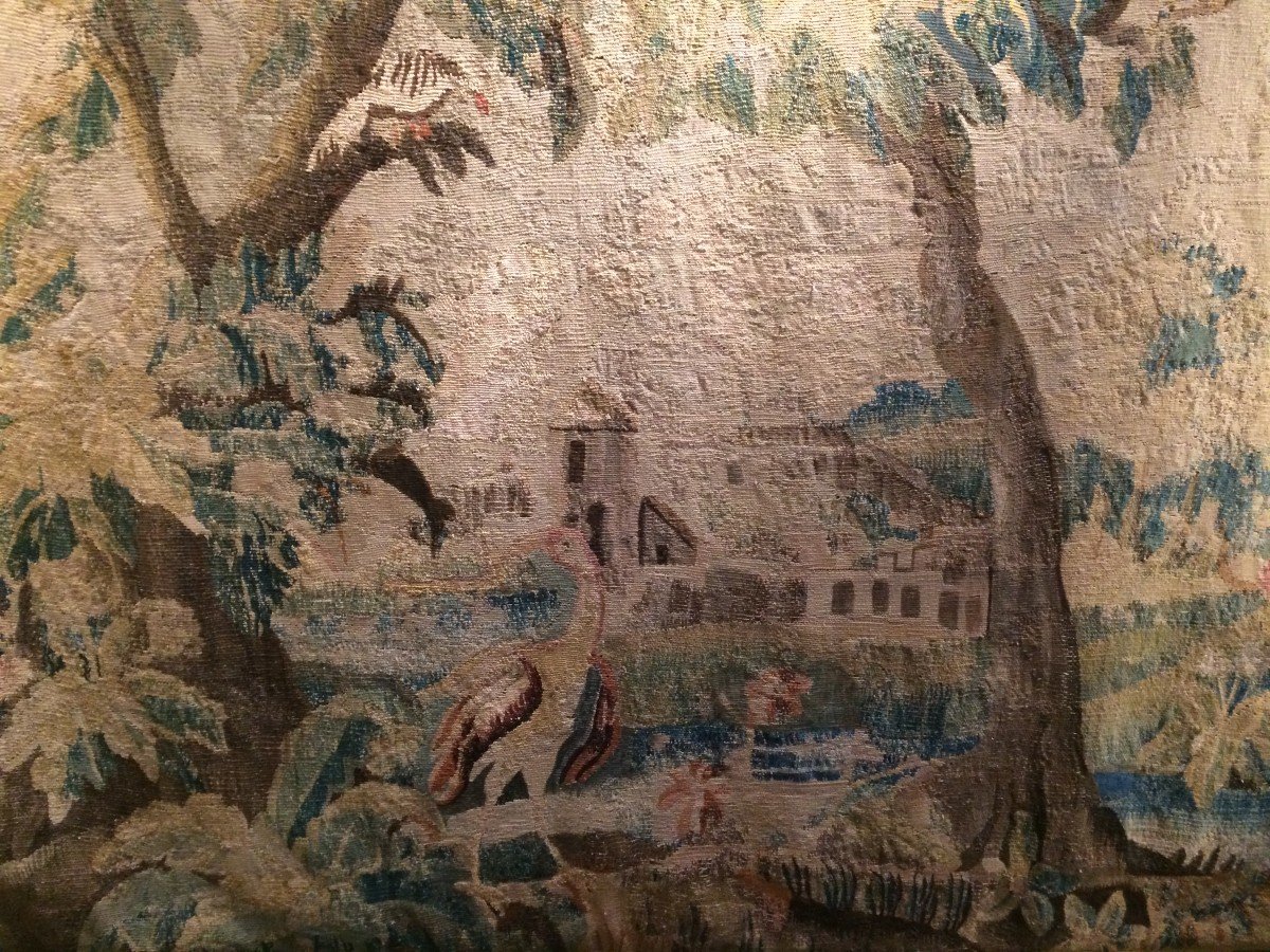 Aubusson Tapestry "verdure" Wool And Silk Late 17th Century Early 18th Century-photo-3