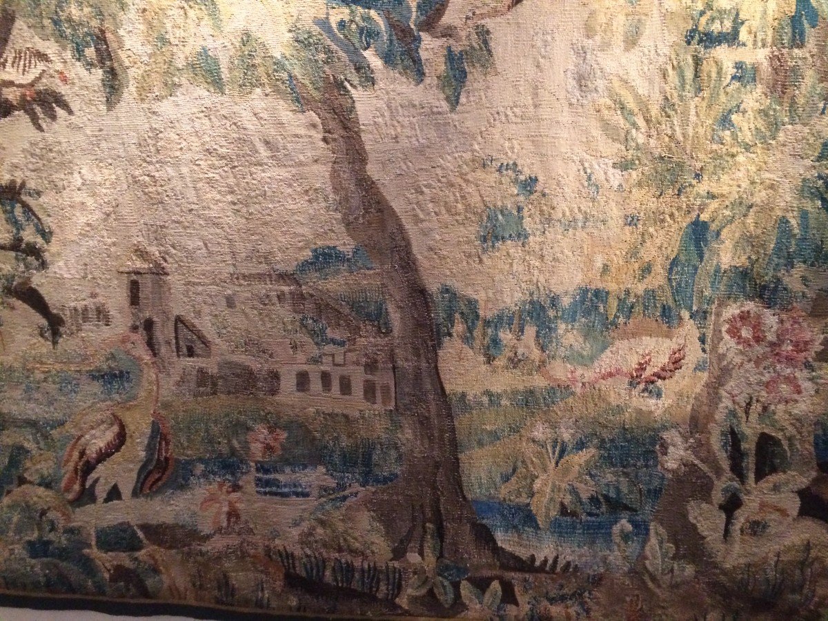 Aubusson Tapestry "verdure" Wool And Silk Late 17th Century Early 18th Century-photo-1