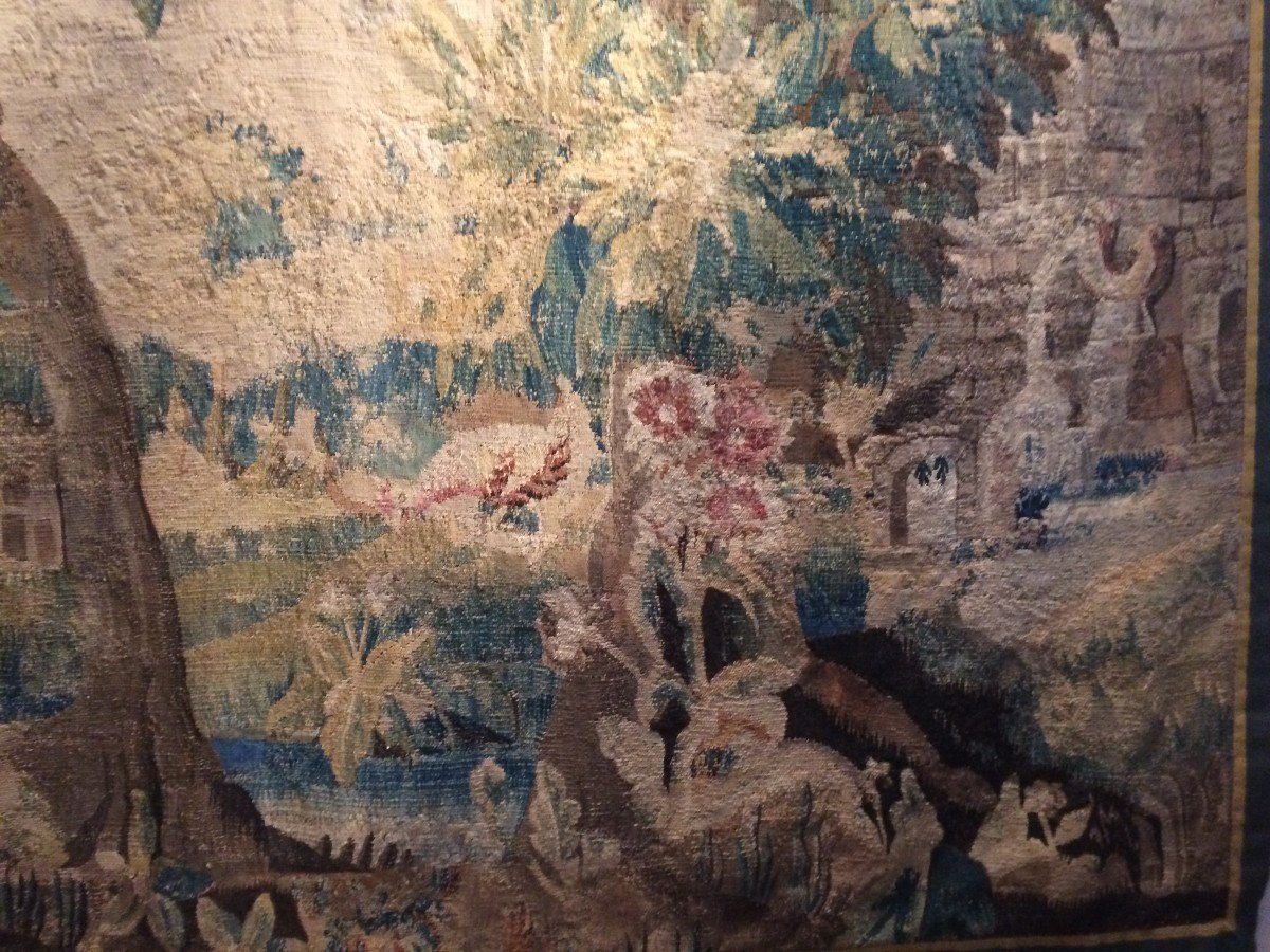 Aubusson Tapestry "verdure" Wool And Silk Late 17th Century Early 18th Century-photo-2