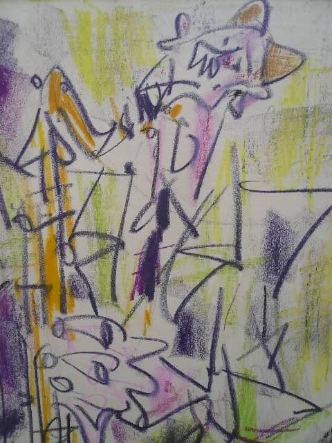 Gen Paul Drawing Pastel Bold Color "saxophonist"-photo-2