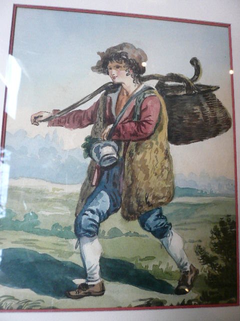 Watercolor "young Italian Shepherd" Anonymous Work Of XIXth Century.-photo-2