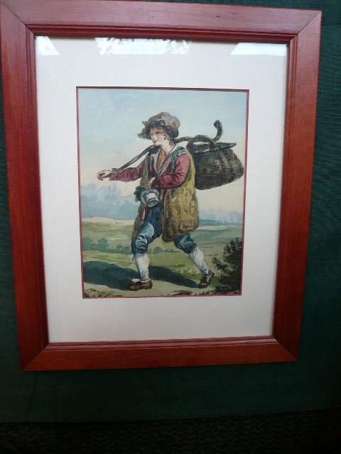 Watercolor "young Italian Shepherd" Anonymous Work Of XIXth Century.