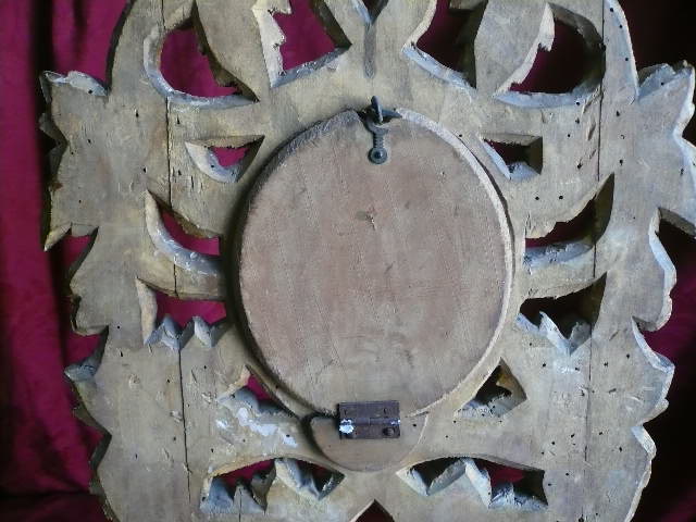 Reliquary Monstrance Antique 19th Century Carved Wood-photo-2