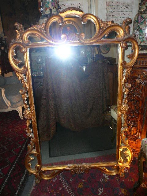 Mirror With Glazing Beads In Louis XV Style, Late Nineteenth Century