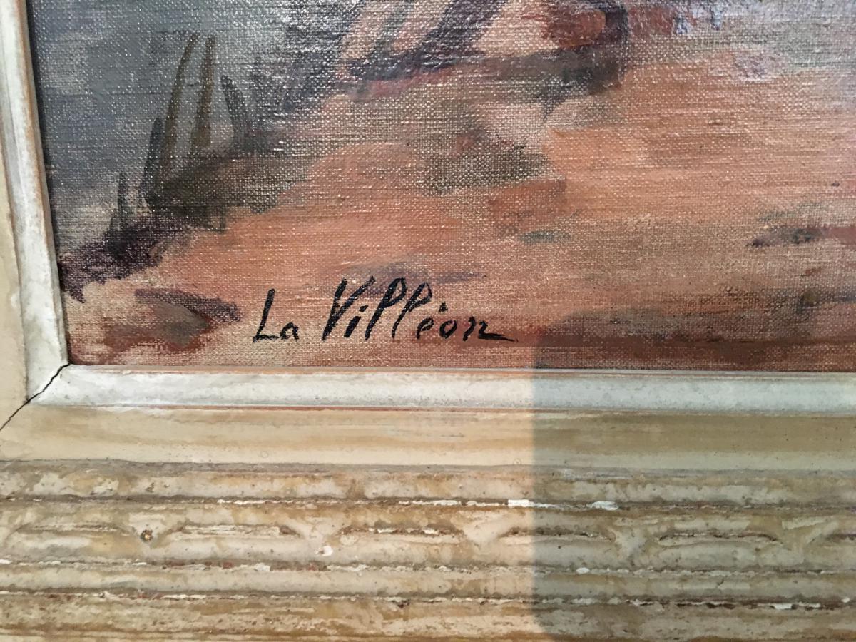 Oil On Canvas Signes La Villeon-photo-3