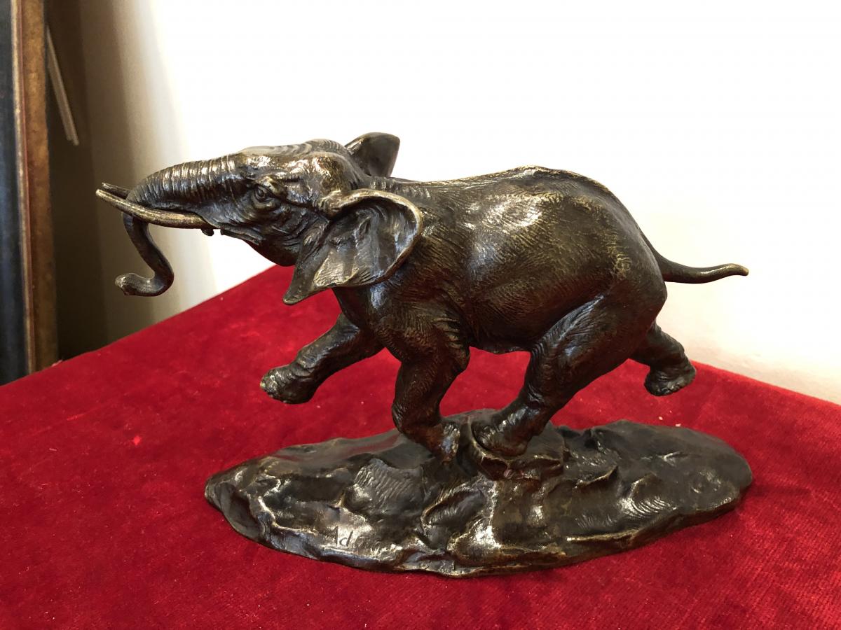 Bronze Elephant By Ernest-louis Adnin