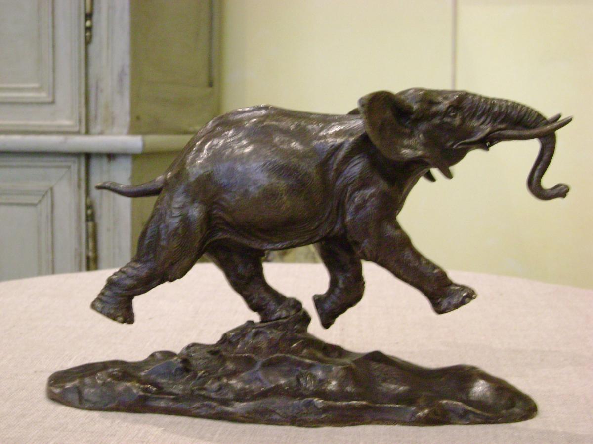 Bronze Elephant By Ernest-louis Adnin-photo-3