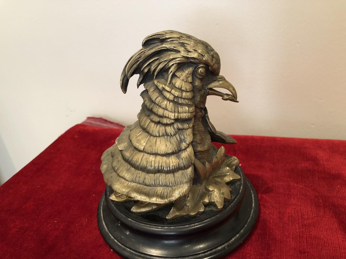 Bronze Inkwell  Napoleon III «  Golden  Pheasant »