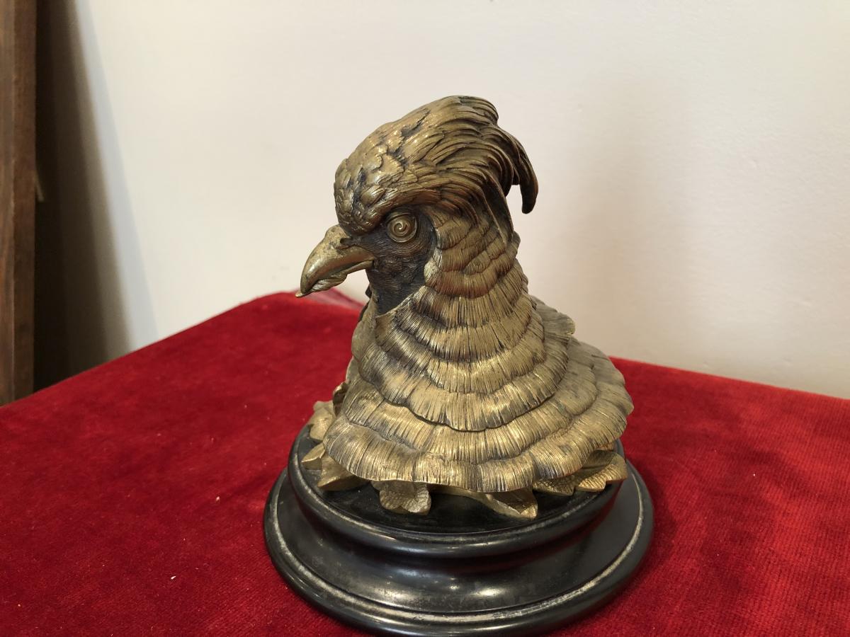 Bronze Inkwell  Napoleon III «  Golden  Pheasant »-photo-2