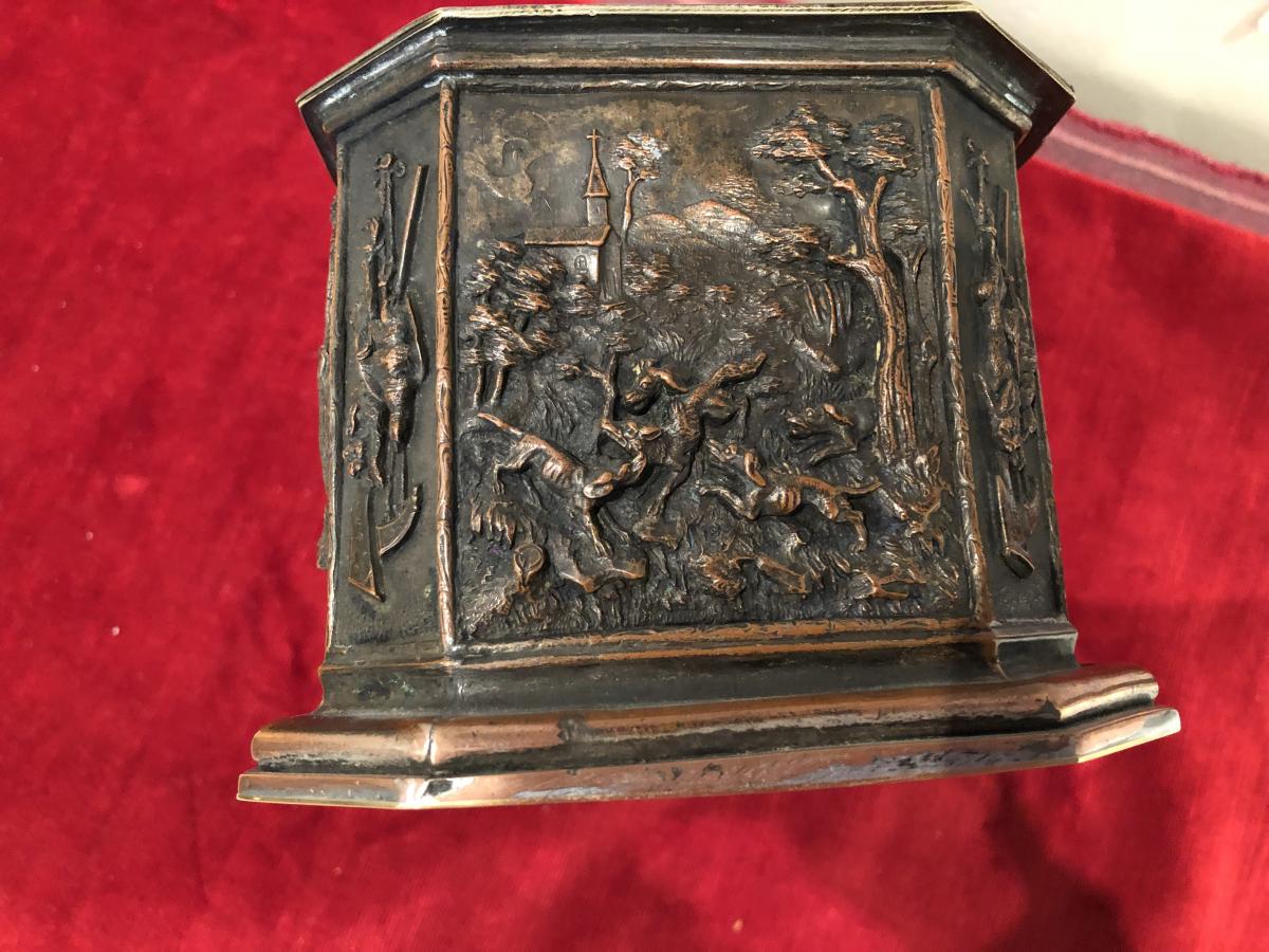 Copper Jewelry Box With Hunting Scene-photo-2