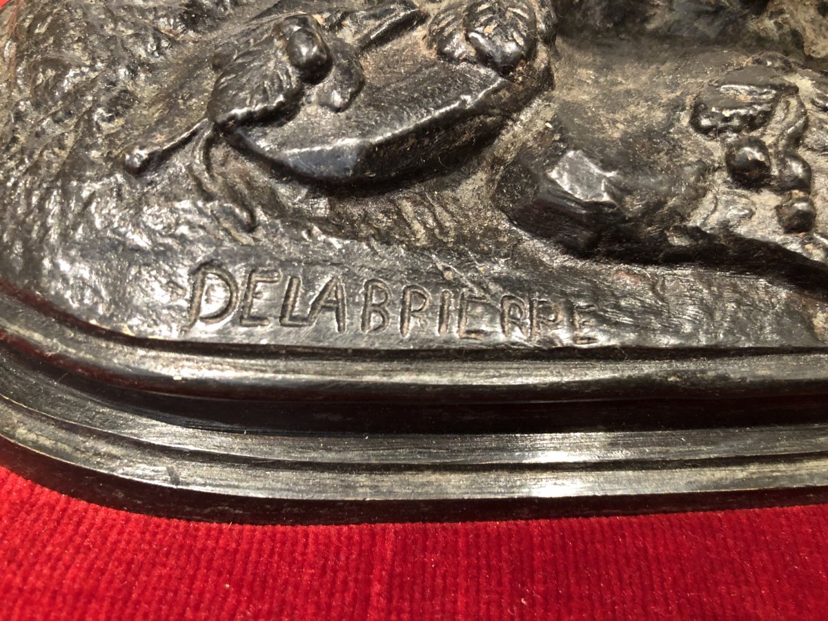 BRONZE LABRADOR ET LIEVRE DE DELABRIERE-photo-3