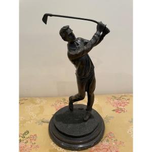 BRONZE GOLFEUR XXEME CACHET FONDEUR 