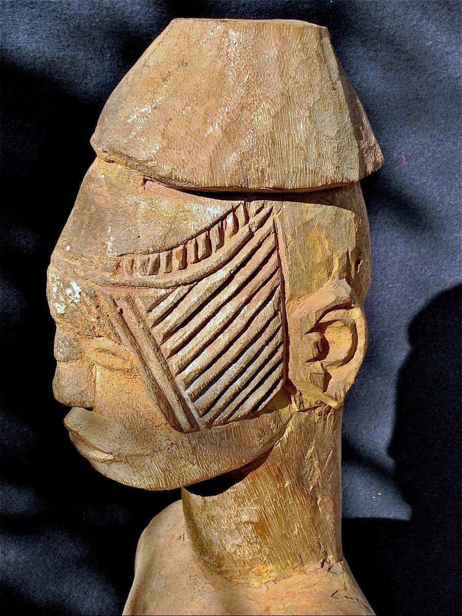 Statue d'Ancêtre Légendaire En Bois d'Iroko. Ibo Ou Igbo, Nigéria. Milieu XXe Siècle.-photo-6