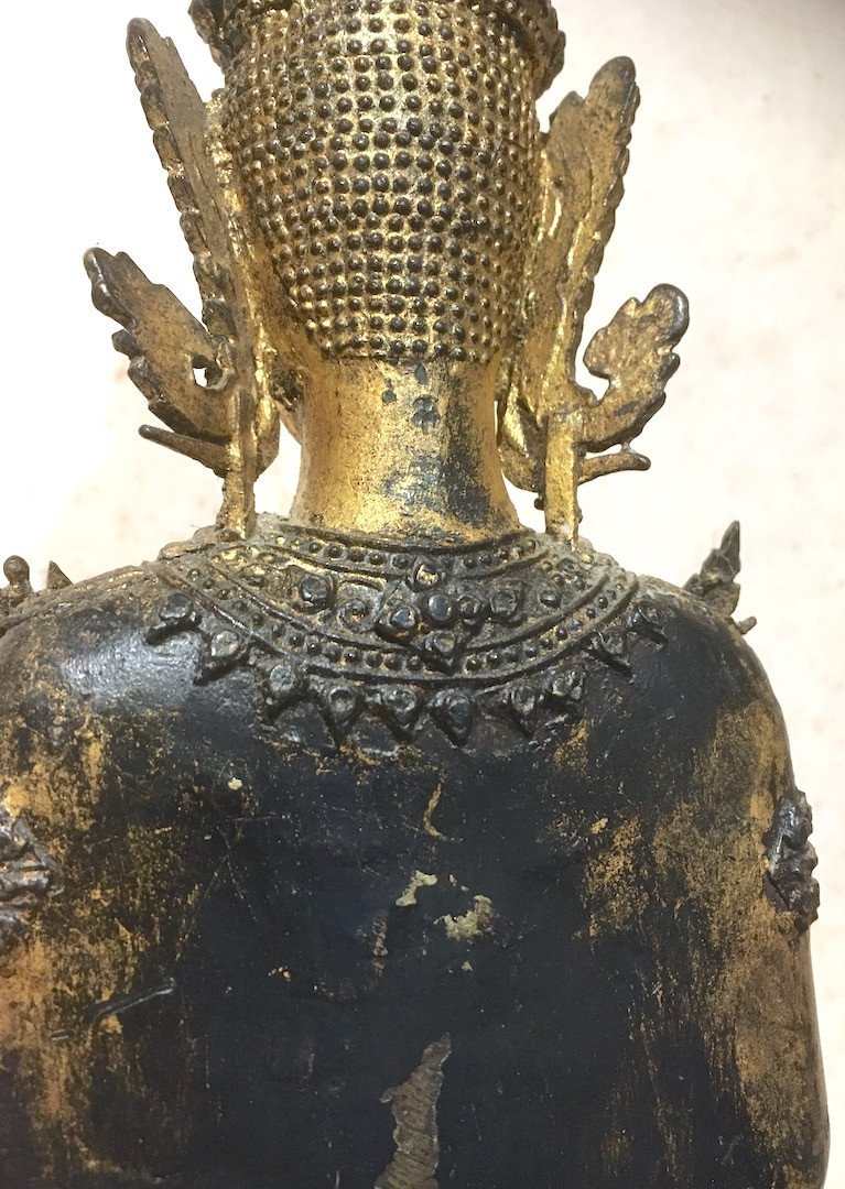 Statue De Bouddha Ratanakosin En Bronze Doré. Thaïlande  Milieu XIXe Siècle. -photo-1