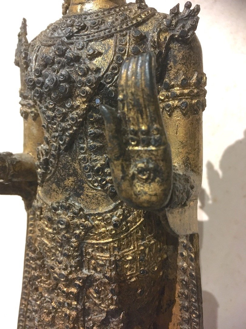 Ratanakosin Buddha Statue In Gilt Bronze. Thailand Mid 19th Century.-photo-6