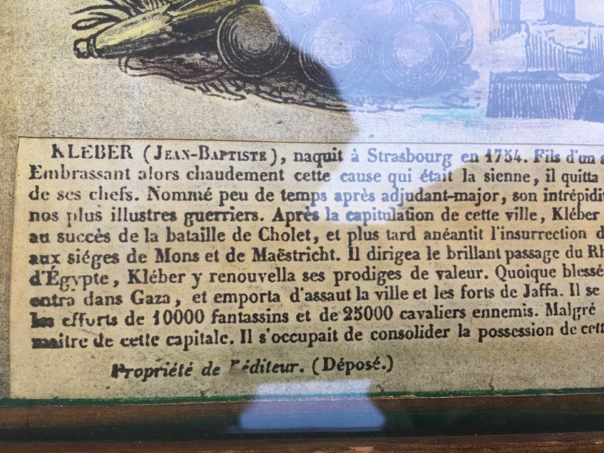 Grande image d'Epinal encadrée "Kléber". Imprimerie Pellerin. France milieu XIXe siècle.-photo-2