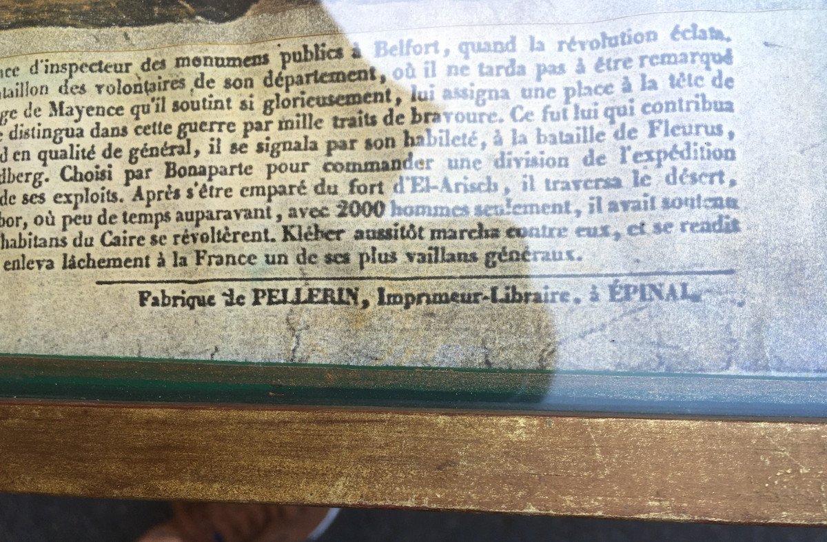 Grande image d'Epinal encadrée "Kléber". Imprimerie Pellerin. France milieu XIXe siècle.-photo-5
