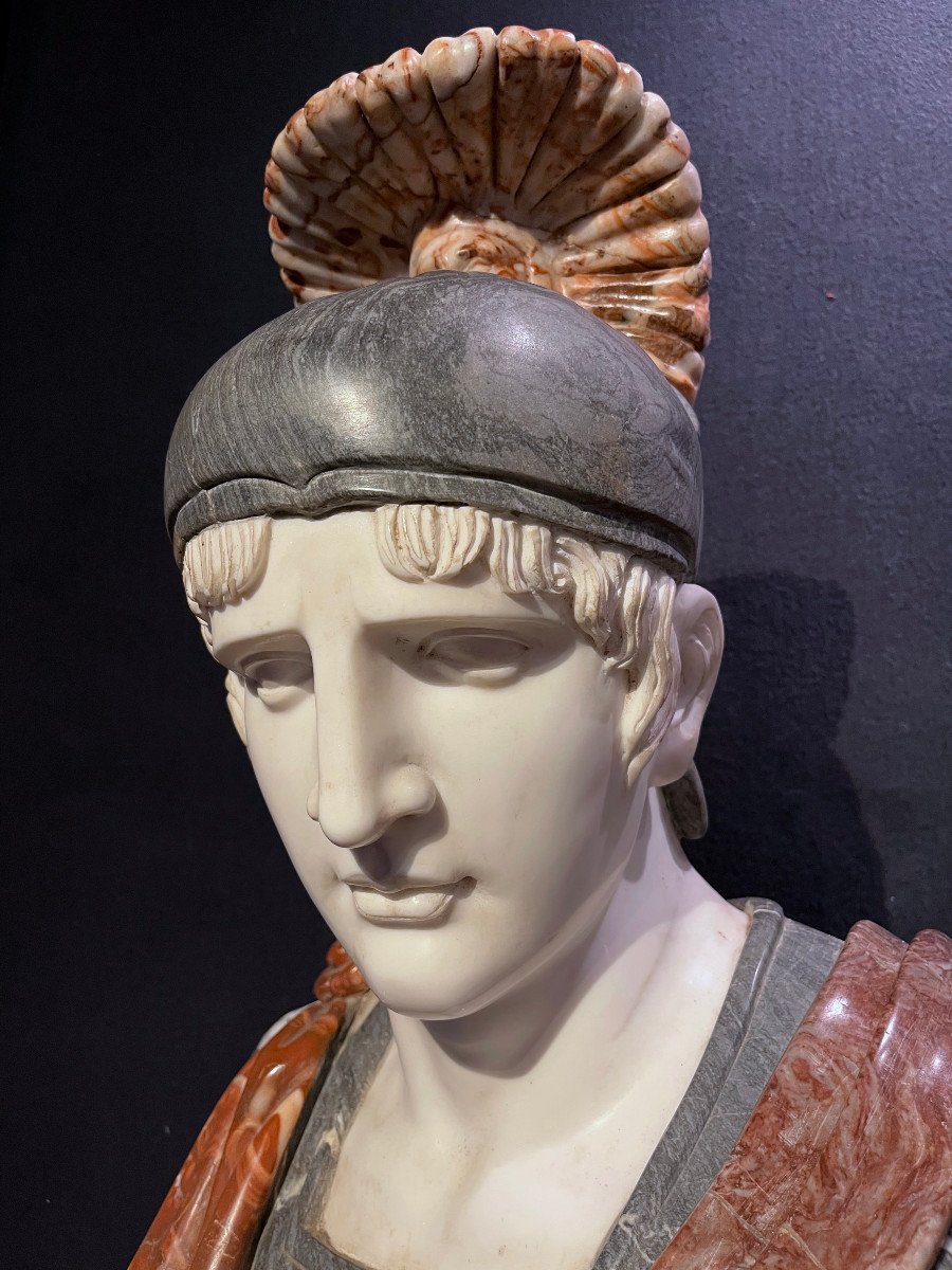 Important Colored Marble Bust In The Taste Of Antique. Italy, Mid 20th Century -photo-3