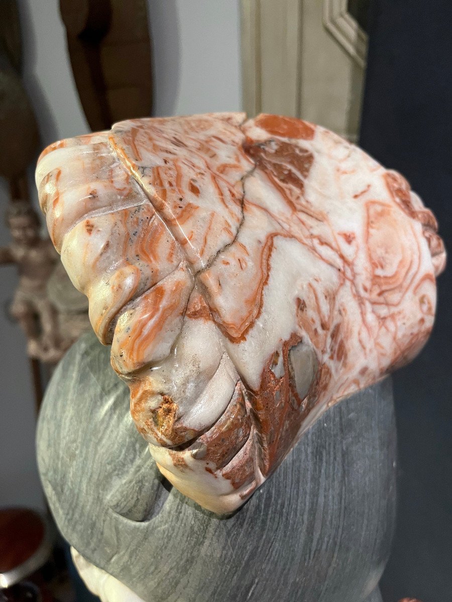 Important Colored Marble Bust In The Taste Of Antique. Italy, Mid 20th Century -photo-6