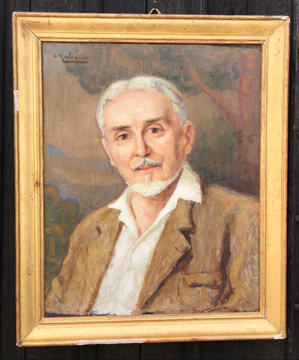 Nice Portrait Of A Man. Oil On Canvas And Original Frame. France Around 1930 - 1950. -photo-2