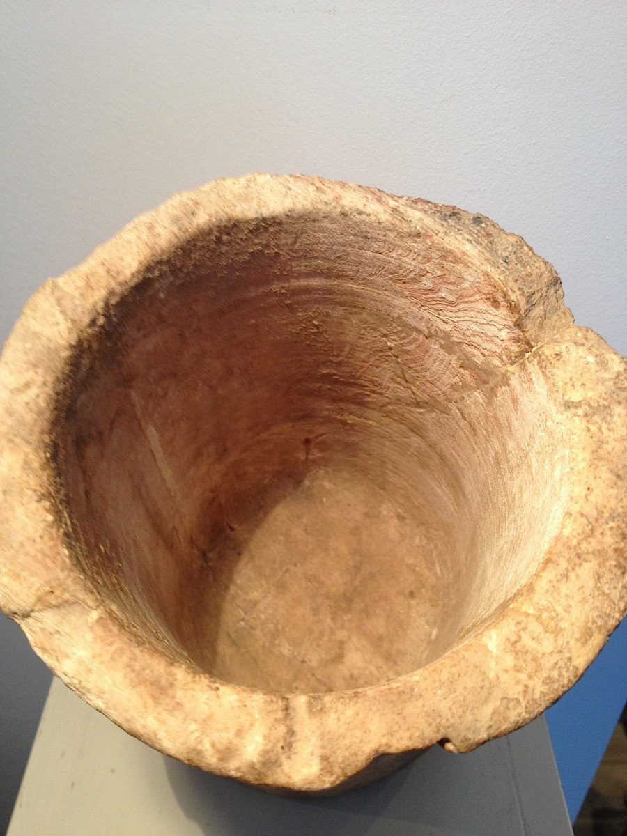 Vase Or Large Makeup Pot In Ribboned Alabaster. Kerman Culture, Central Asia, Bactria 2500 Bc-photo-4