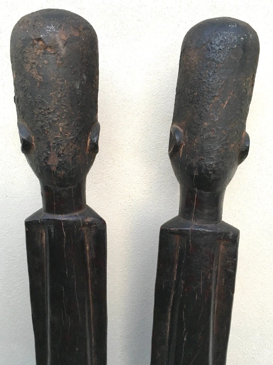 Couple de statues Bateba bois dur à patine noire. Lobi, Burkina Faso. Milieu XXe.-photo-5