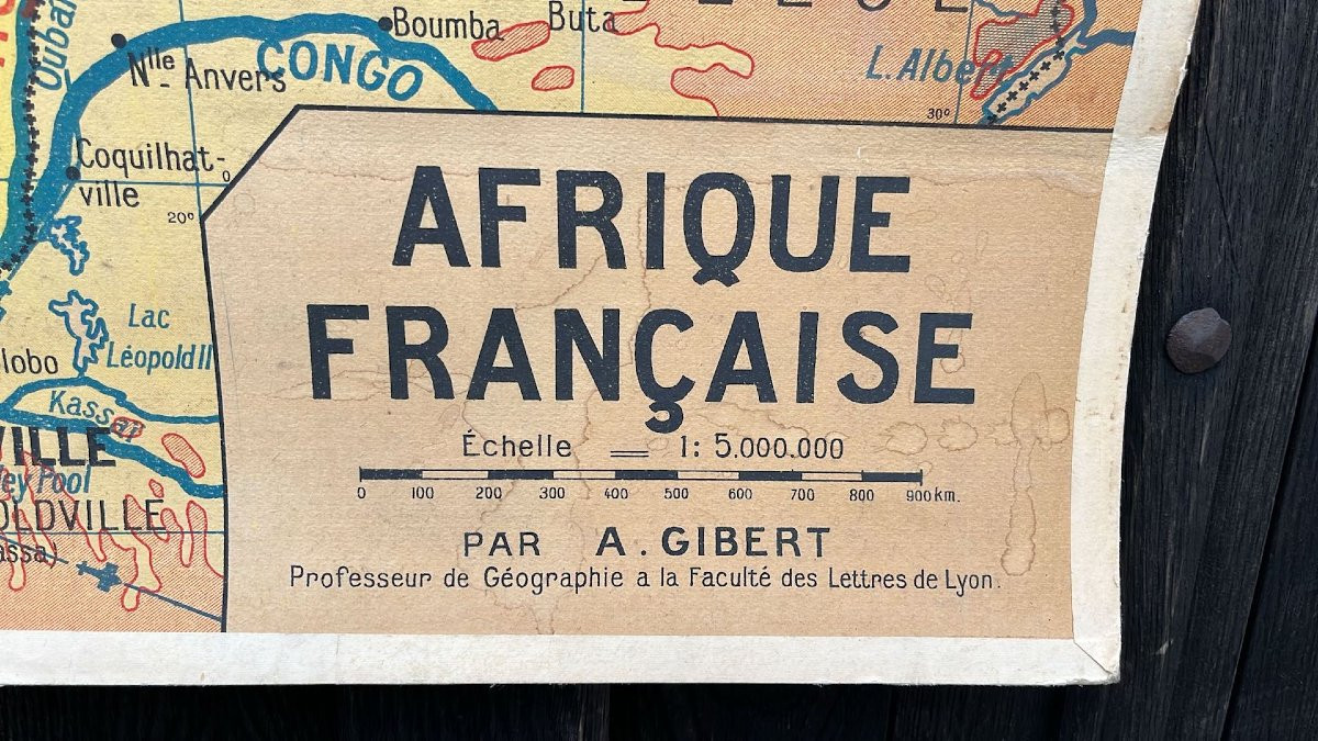 Ancienne Carte Scolaire N°19 Et 19bis "afrique Française" Par A. Gibert. Milieu XXe Siècle. -photo-2