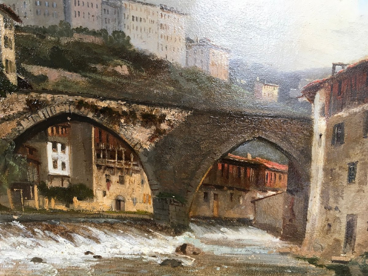 Huile Sur Papier Marouflé Sur Toile . Vue De Thiers Signée Corot. école Française Début XIXe. -photo-2