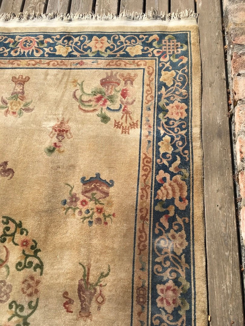 Tapis chinois fait main en laine. Pékin, Chine, milieu XXe siècle.  -photo-2