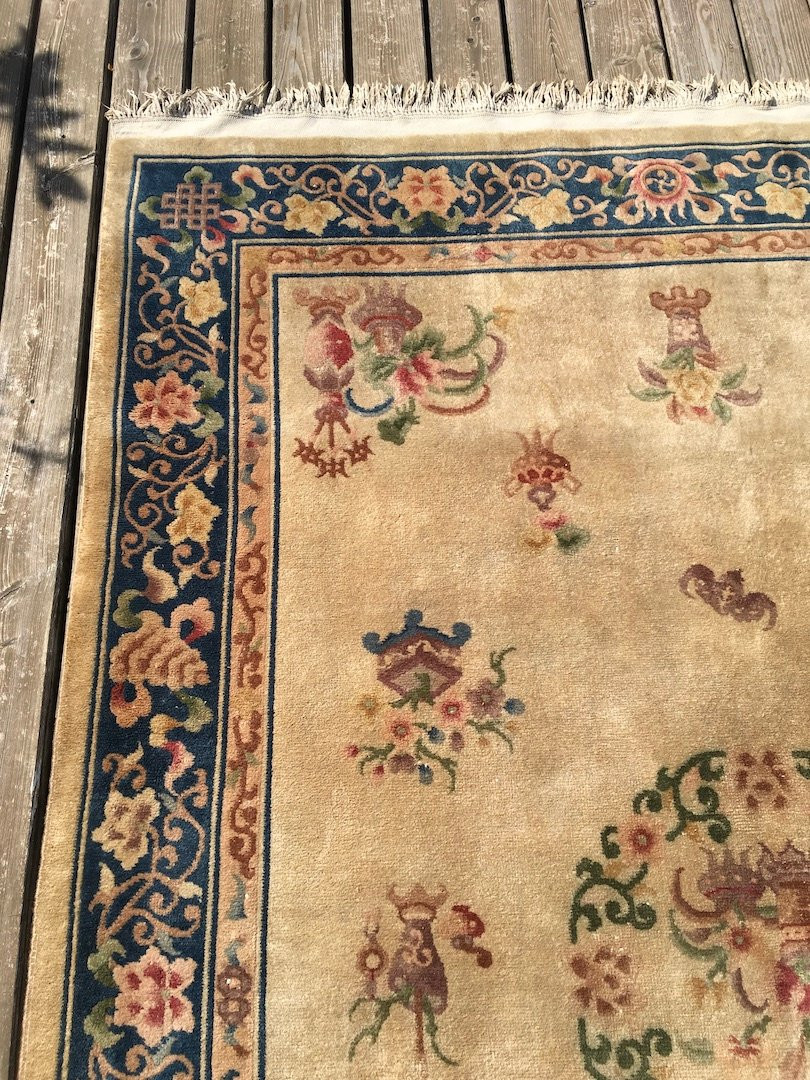 Tapis chinois fait main en laine. Pékin, Chine, milieu XXe siècle.  -photo-3