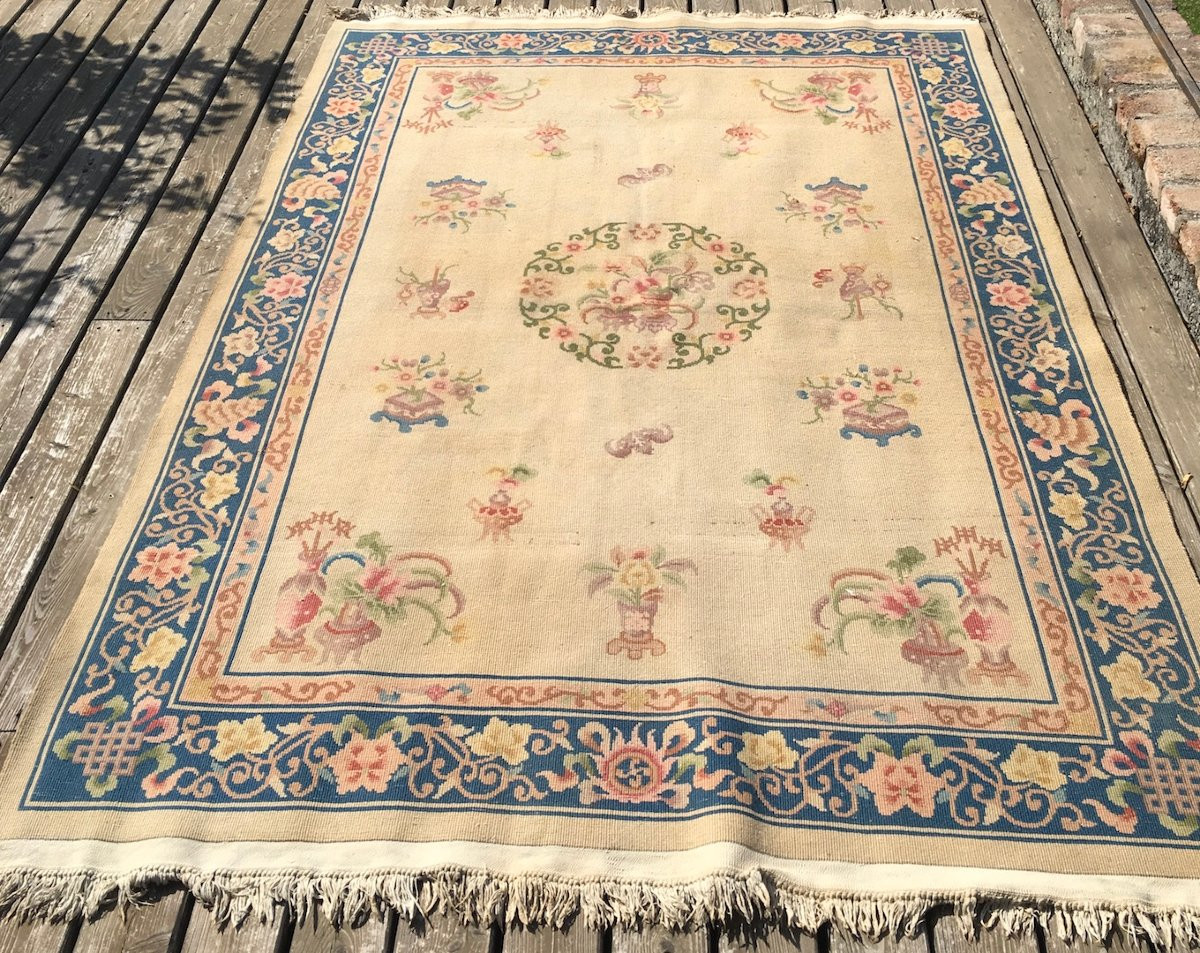 Tapis chinois fait main en laine. Pékin, Chine, milieu XXe siècle.  -photo-5