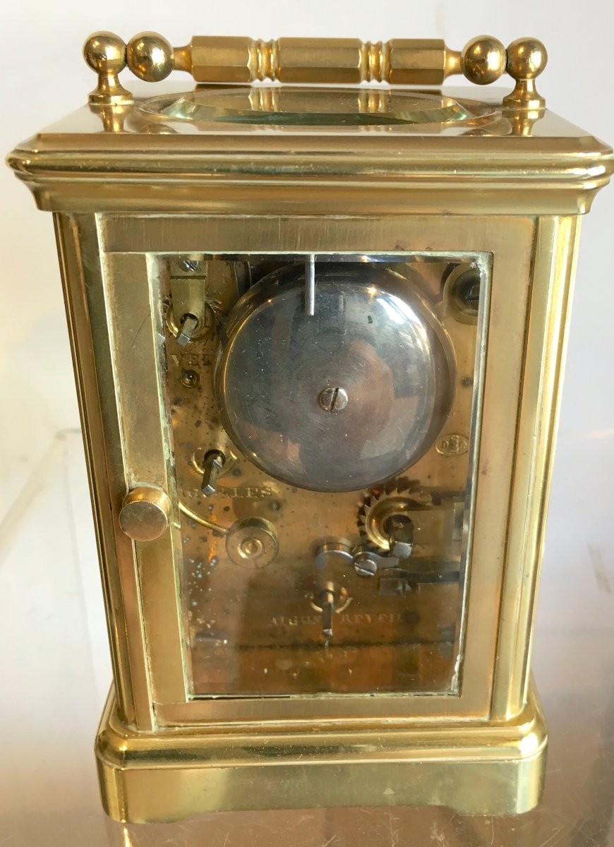 Pendule de voyage d'officier en laiton dans son coffret cuir. France XIXe siècle. -photo-7