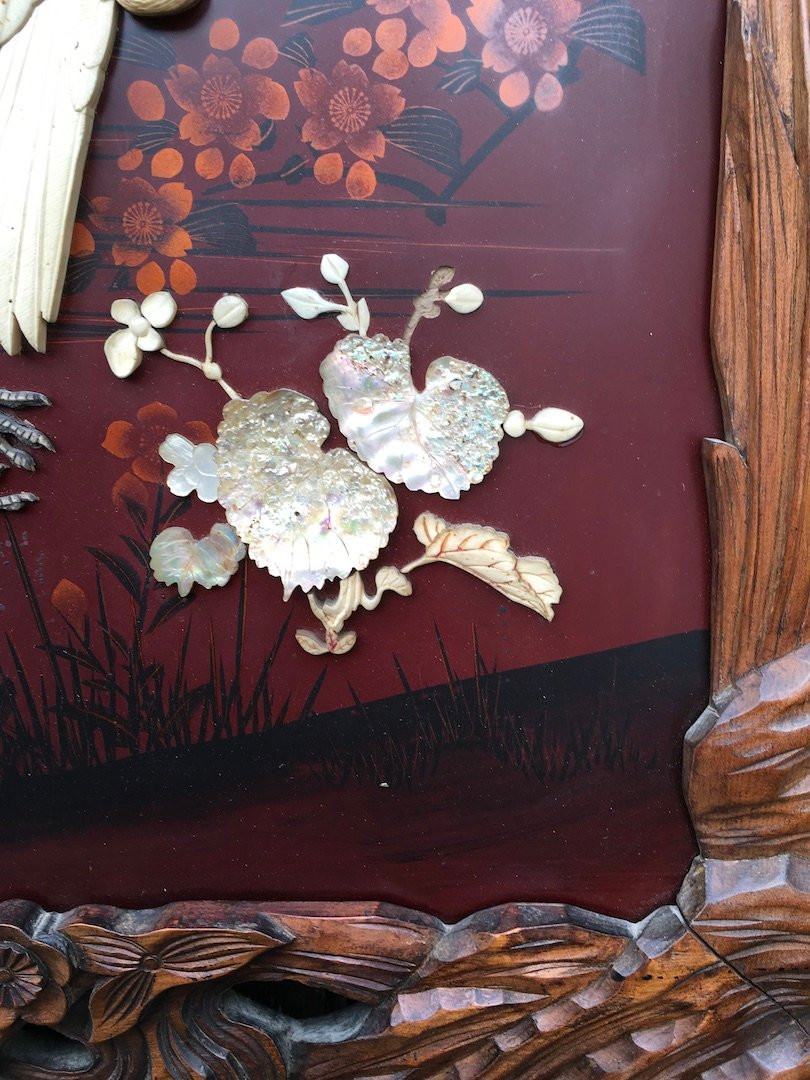 Pair Of Lacquered Panels, Mother-of-pearl Bone Inlays, Far East, Asia, China, Japan, 19th - 20th Century-photo-2