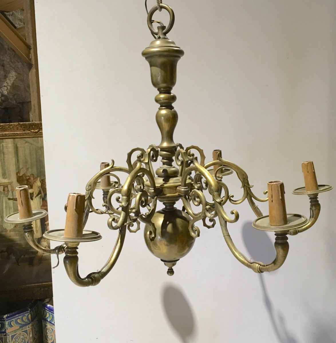 Monumental 17th-century Dutch Bronze Chandelier. Late 19th Century. -photo-2
