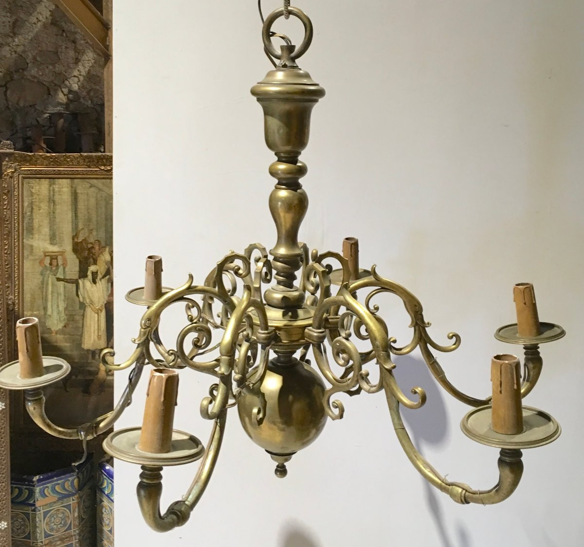 Monumental 17th-century Dutch Bronze Chandelier. Late 19th Century. -photo-4