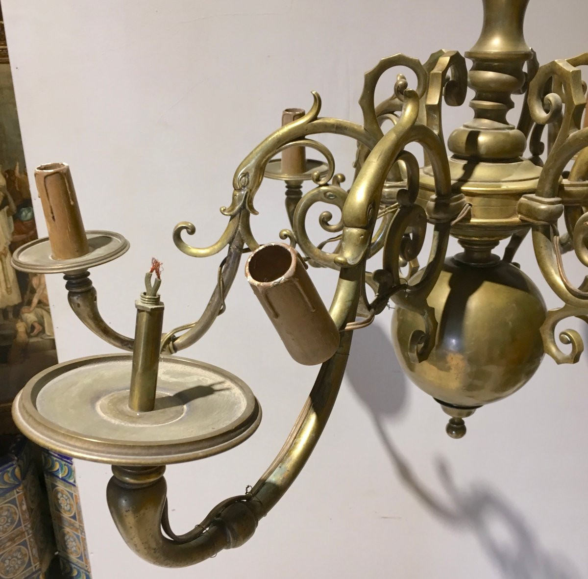 Monumental 17th-century Dutch Bronze Chandelier. Late 19th Century. -photo-5