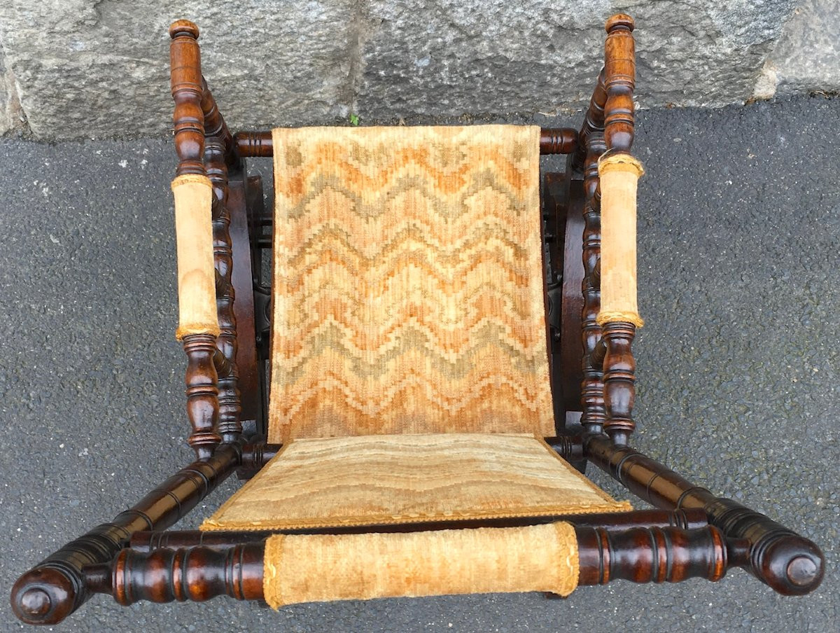 Siège à bascule Rocking Chair avec système à ressorts, Angleterre, milieu XIXe siècle. -photo-4