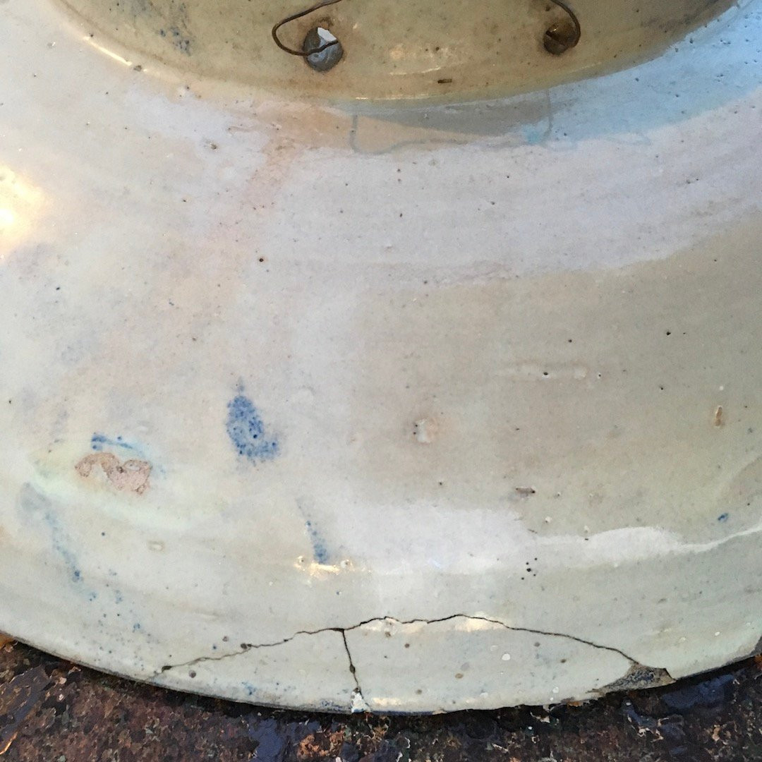 Grand plat à coucous en faïence polychrome bleu et blanc. Meknès, Maroc fin XIXe siècle. -photo-2