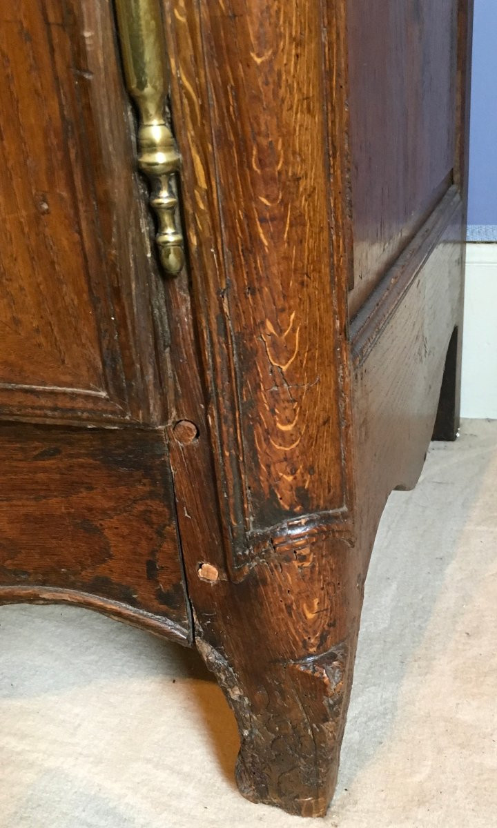 Nantes Louis XV Style Wardrobe With "gendarme's Hat" Top In Cherry Wood. France, Mid-18th Century.-photo-5