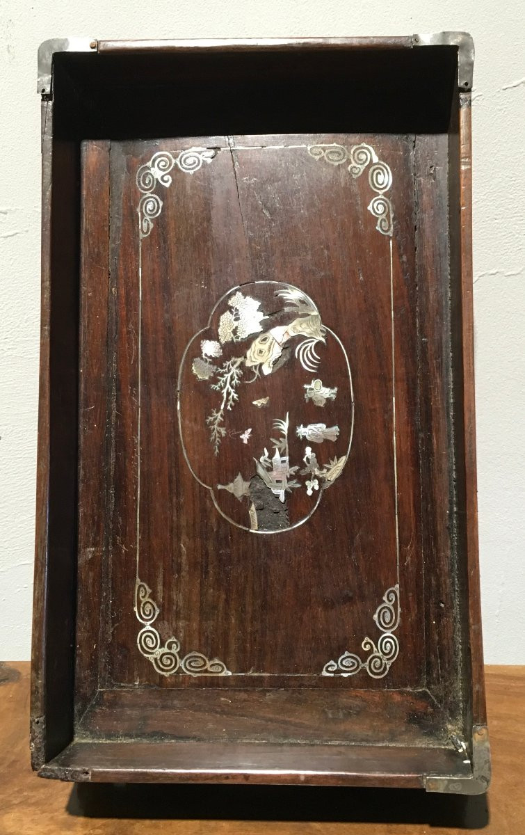 Two Scholar's Trays In Rosewood And Inlaid Mother-of-pearl. Indochina, Vietnam. Late 19th Century. -photo-3