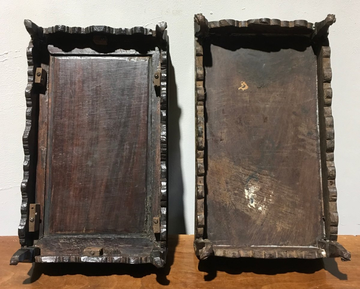Two Scholar's Trays In Rosewood And Inlaid Mother-of-pearl. Indochina, Vietnam. Late 19th Century. -photo-1