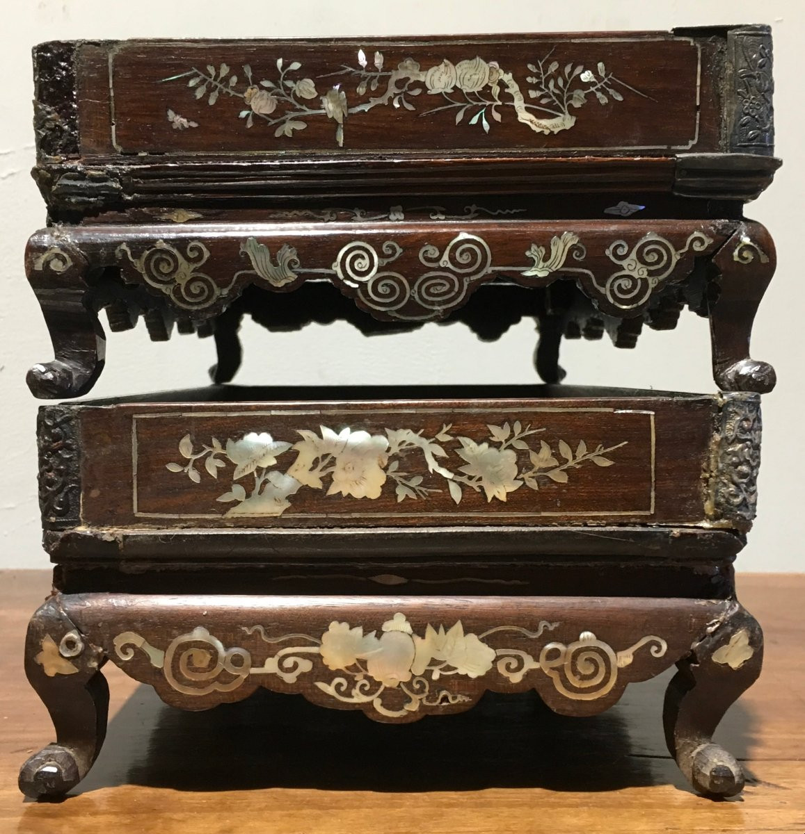 Two Scholar's Trays In Rosewood And Inlaid Mother-of-pearl. Indochina, Vietnam. Late 19th Century. -photo-6