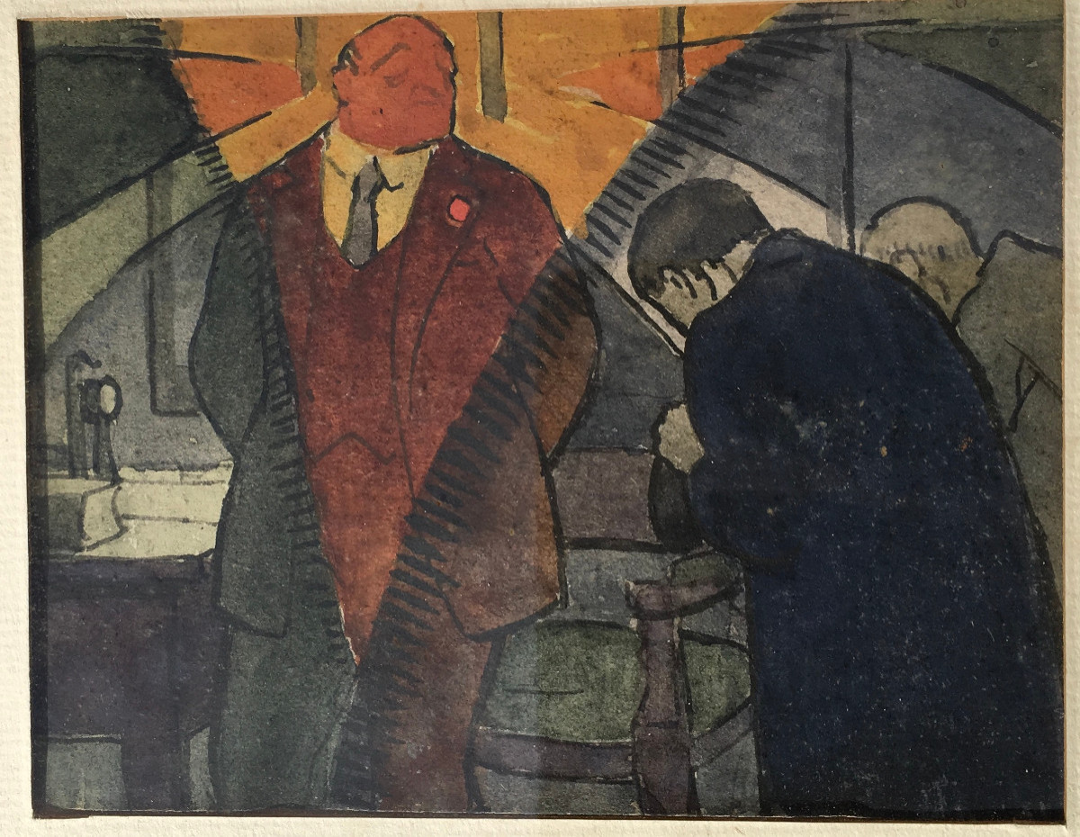 Watercolor Drawing In The Style Of Paul Iribe Or Luc. France, First Half Of The 20th Century. 