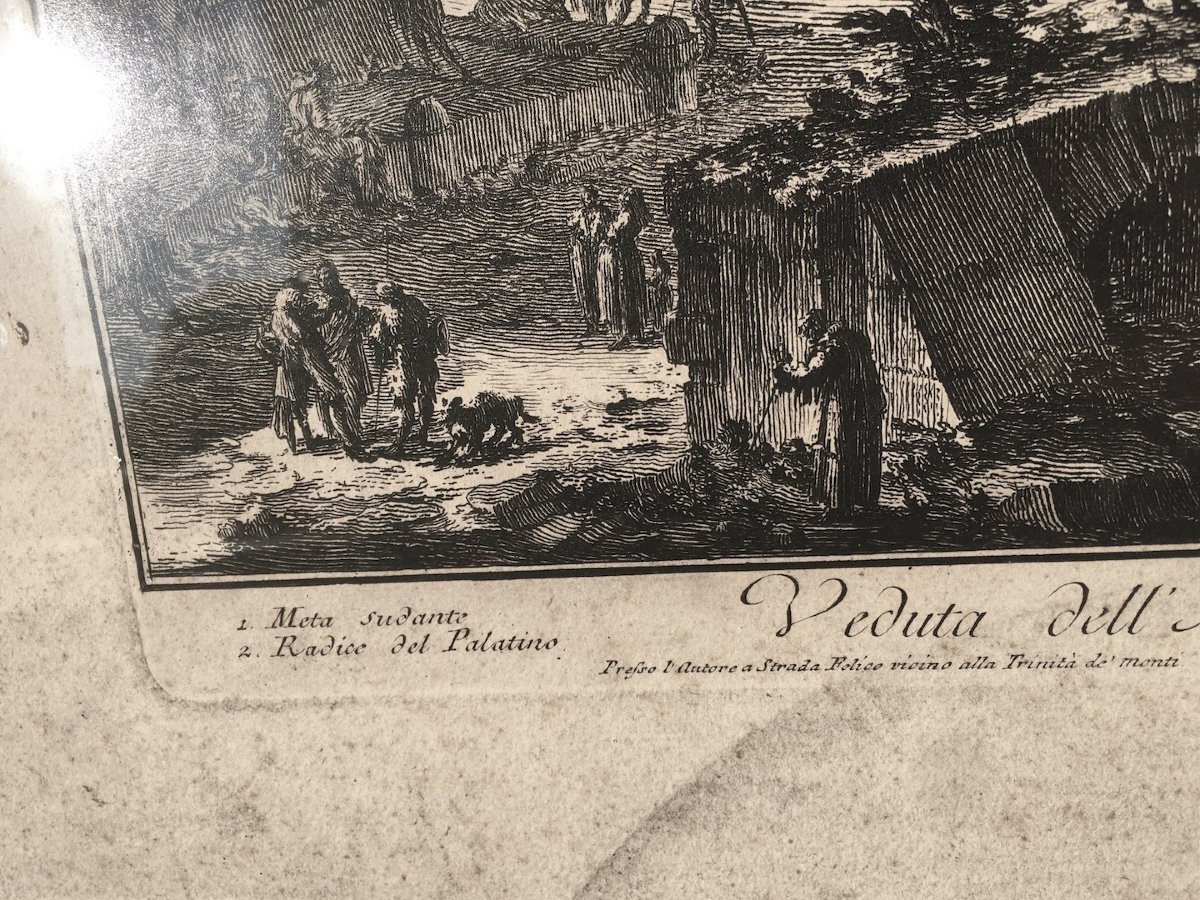 Engraving In Oak Frame. Ancient Ruins Of The Colosseum, Arch Of Triumph, Rome. Piranesi, Italy, 18th Century.-photo-4