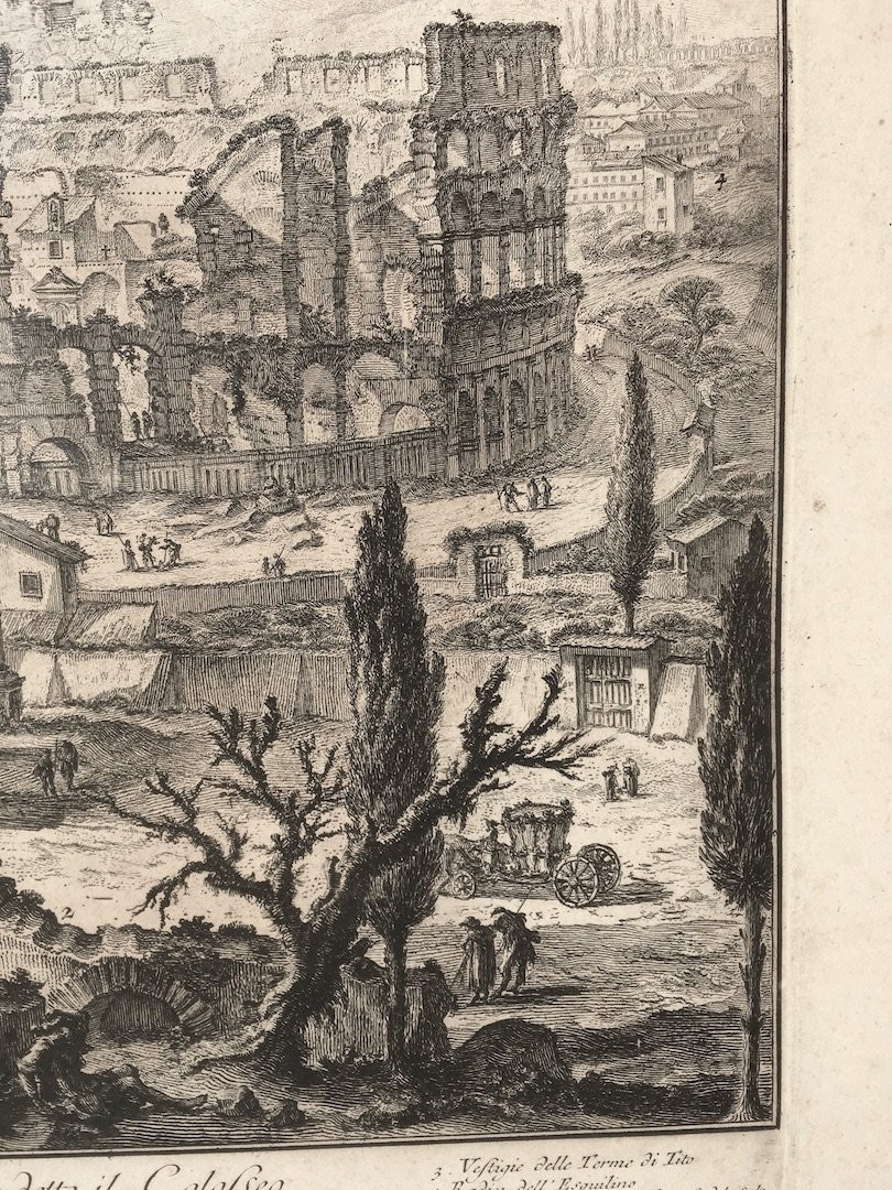 Engraving In Oak Frame. Ancient Ruins Of The Colosseum, Arch Of Triumph, Rome. Piranesi, Italy, 18th Century.-photo-4